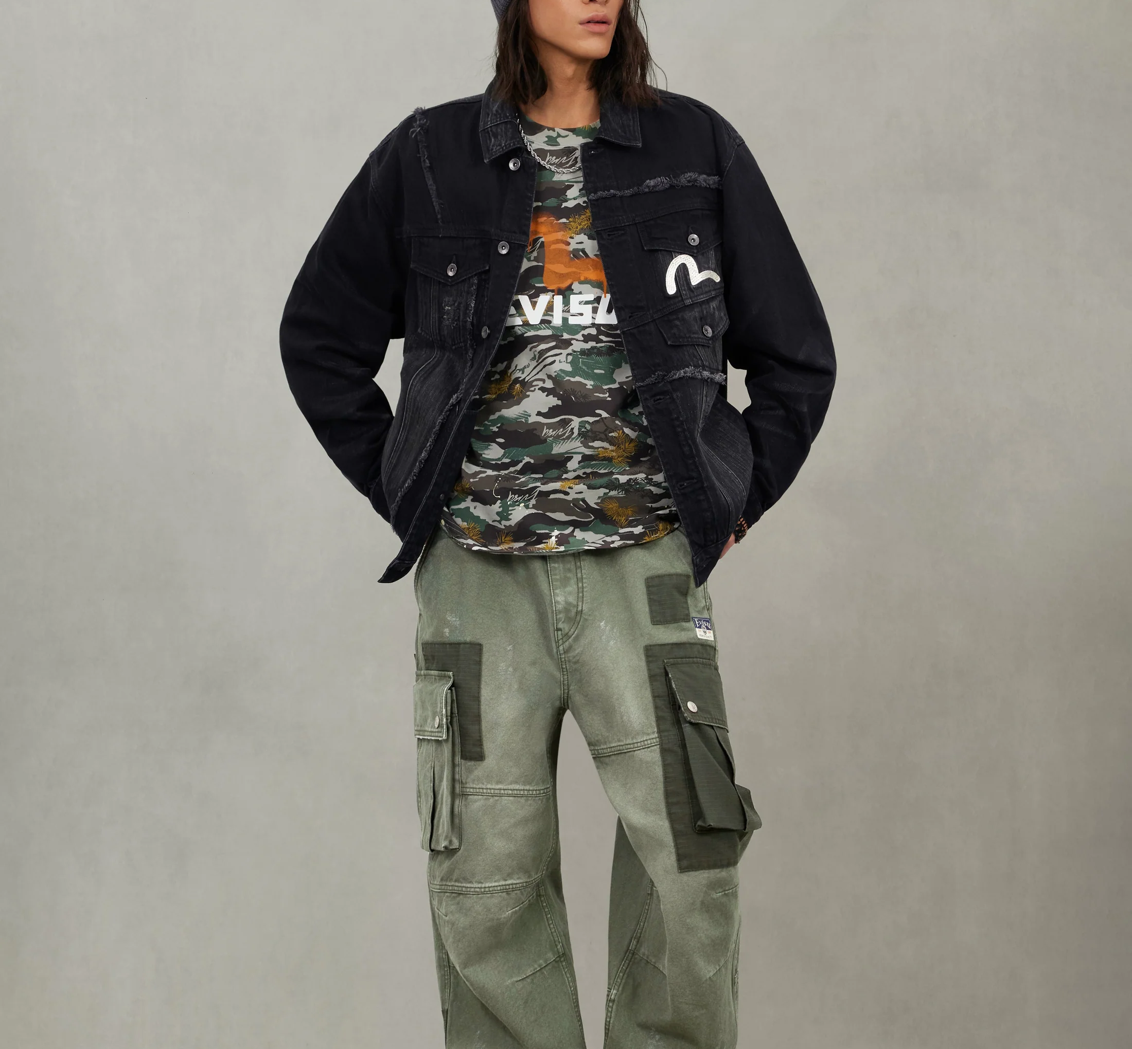 Alternative view of Áo Evisu Multi-Pocket Relax Fit ‘Denim’ 2EAHTM5DJ1012RXDN