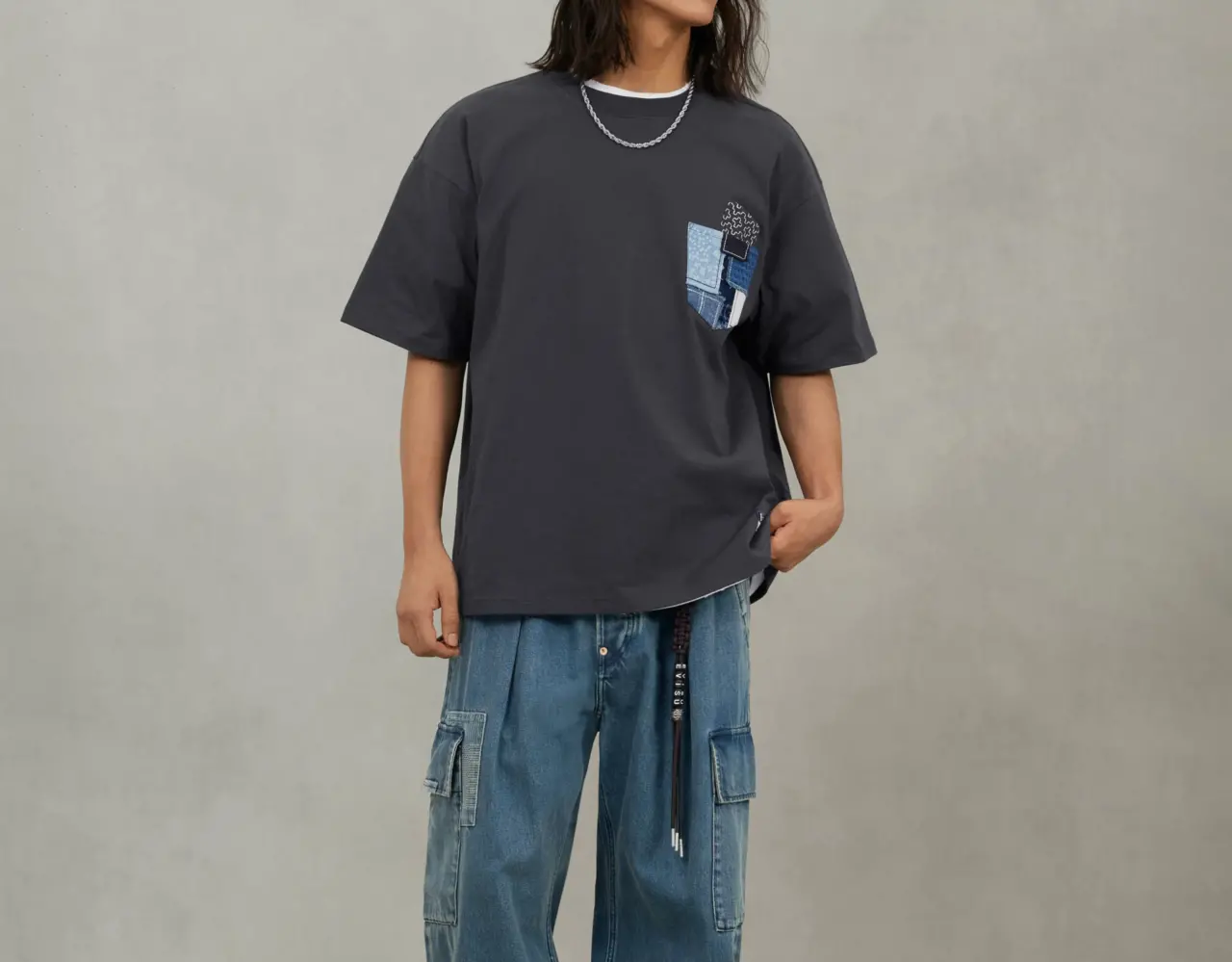 Alternative view of Áo Evisu Sashiko Daicock 'Charcoal' 2EAHTM5TS1169RXCT