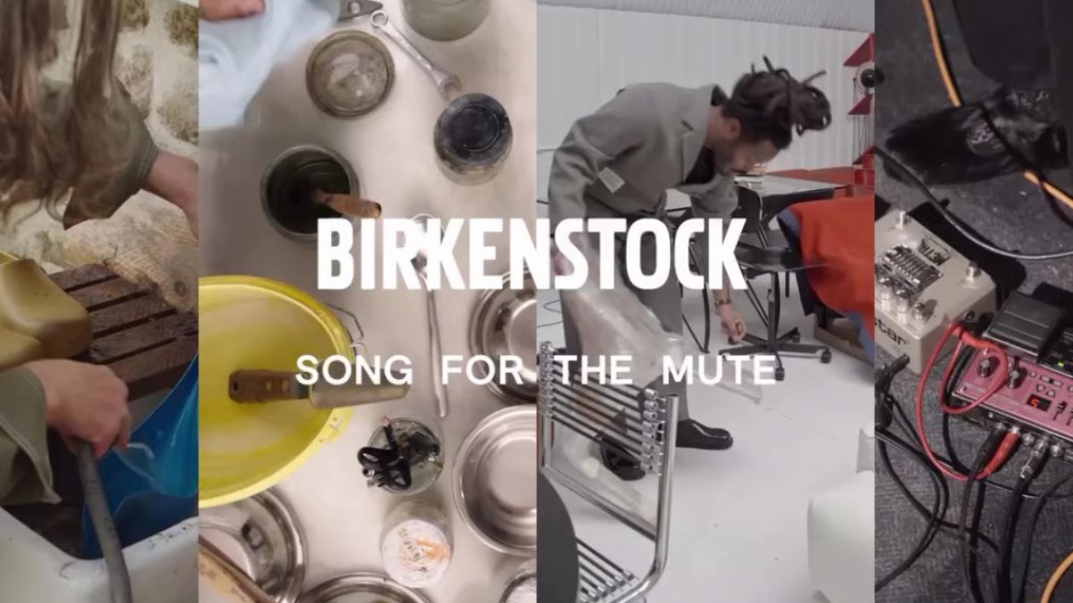 Hinh anh mo ta bo suu tap Song For The Mute x Birkenstock voi bon nhan vat doc dao.