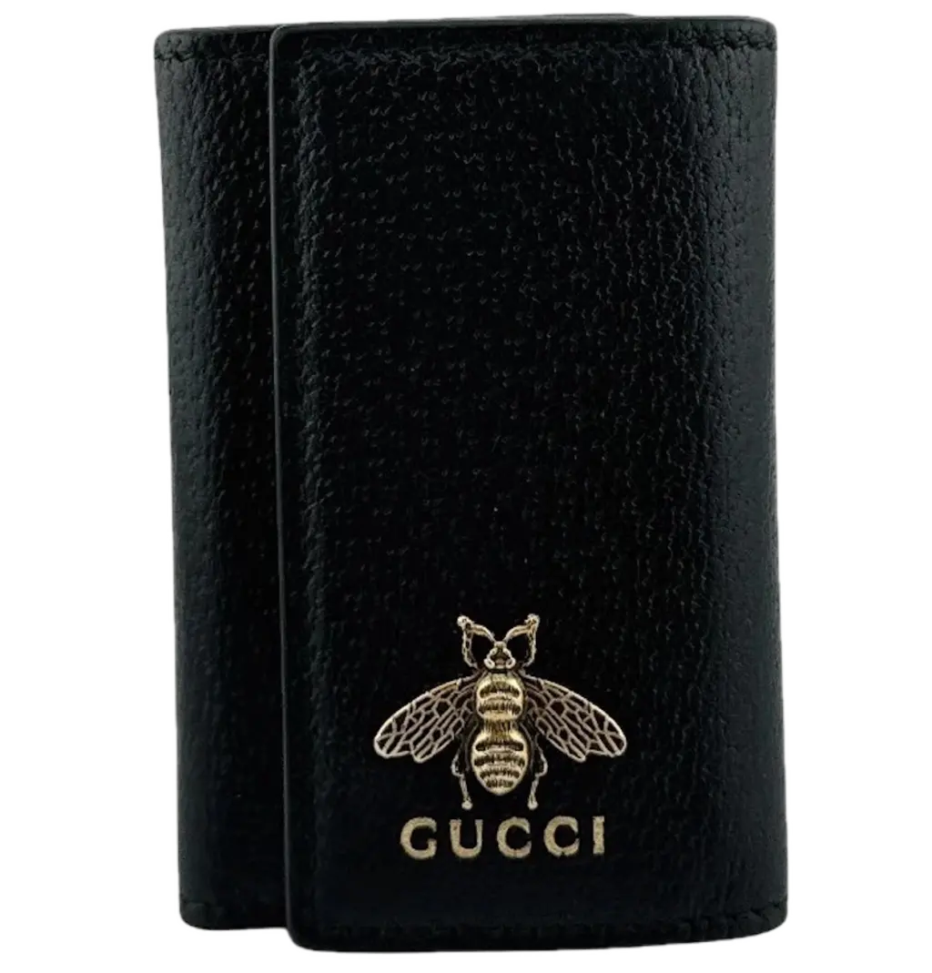 Ví Gucci Bee Motif Leather Key Pouch 'Black' 523683-DJ20T-1000