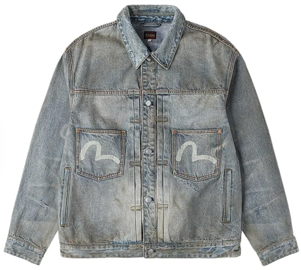 Áo Evisu Washed Seagull Denim Jacket 2ESEJM6DJ6099RXDN