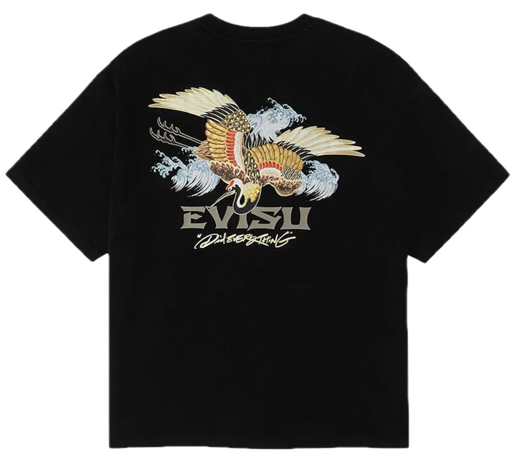 Áo Evisu Crane Logo Print Loose Fit ‘Black’ 2EAHTM5TS1163LFCT